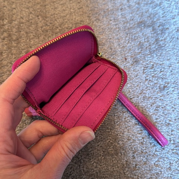 Fossil Red Pink Leather Color Block Wristlet Wallet - Picture 4 of 5